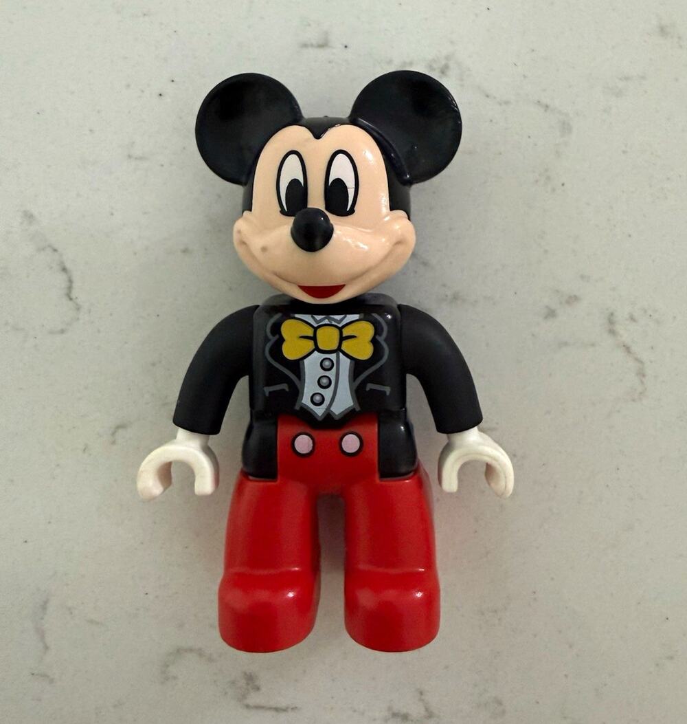 LEGO Duplo Disney Mickey Mouse Minifigure Black Jacket Red Legs Yellow Bow Tie